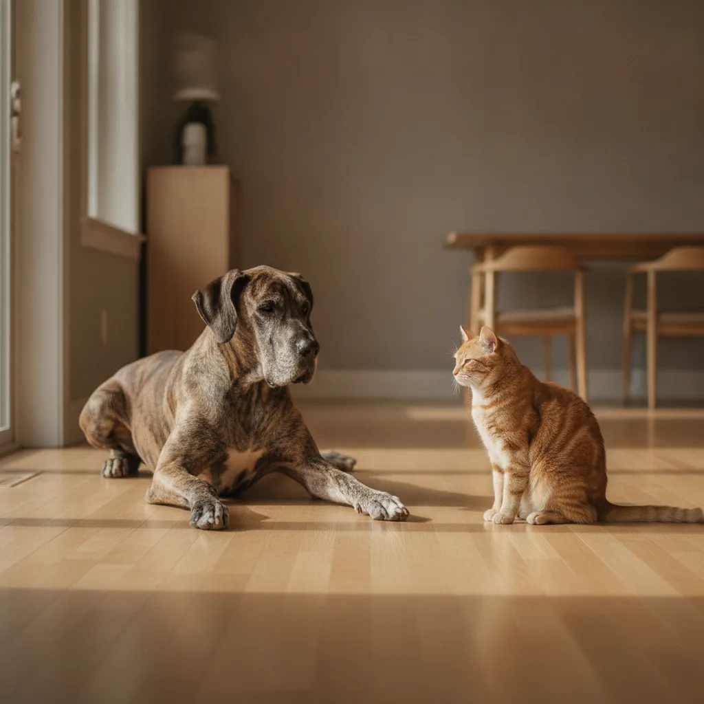 Illustration : Dogue allemand et autres animaux : chats, chiens, et la question de la maison